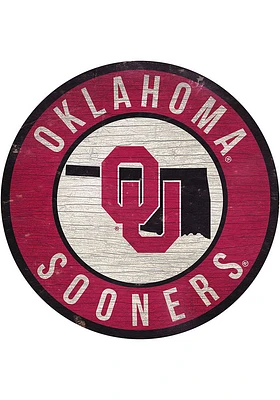 Oklahoma Sooners State Circle Sign Sign - Red