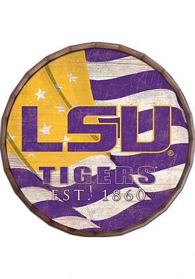 LSU Tigers Flag 24 Inch Barrel Top Sign - Purple