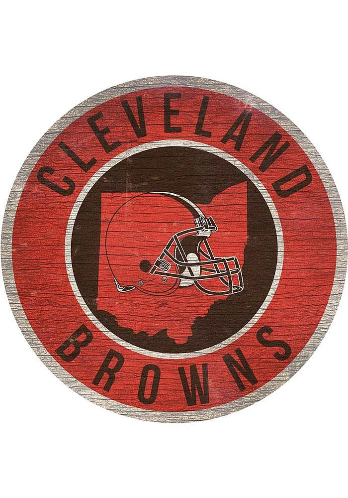 Cleveland Browns State Circle Sign - Brown
