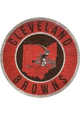 Cleveland Browns State Circle Sign - Brown
