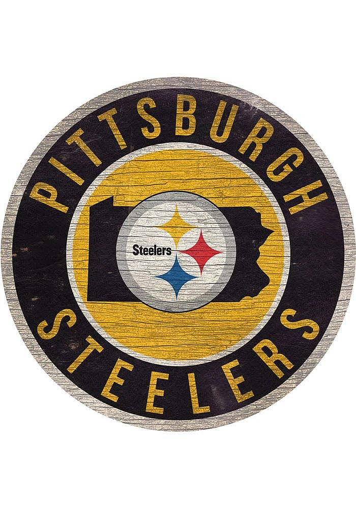 Pittsburgh Steelers State Circle Sign Sign - Black
