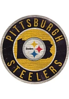 Pittsburgh Steelers State Circle Sign Sign - Black