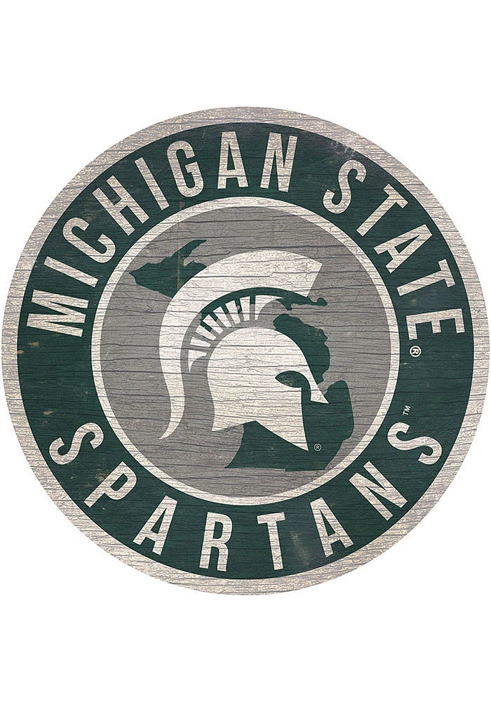 Michigan State Spartans State Circle Sign Sign - Green