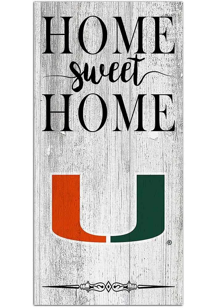 Miami Hurricanes Home Sweet Home Whitewashed Sign - Orange