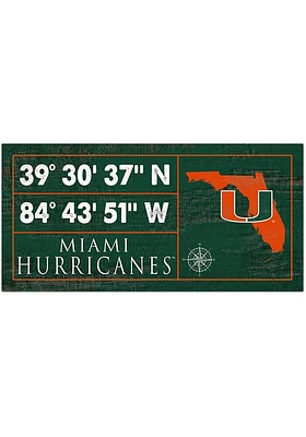 Miami Hurricanes Horizontal Coordinate Sign - Orange