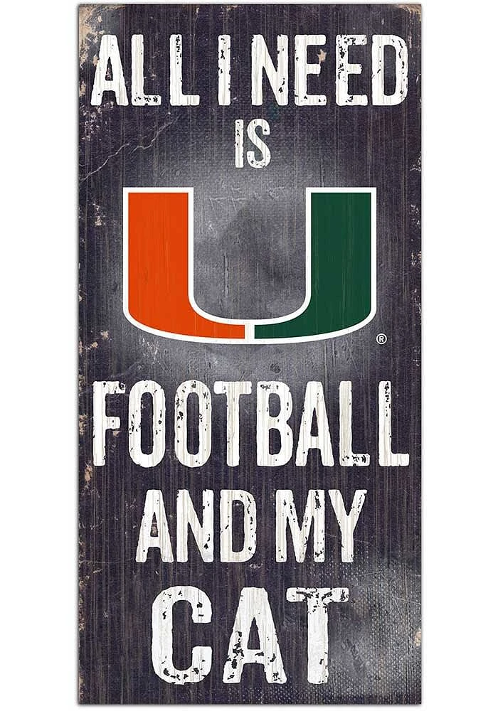 Miami Hurricanes Football and My Cat Sign - Orange