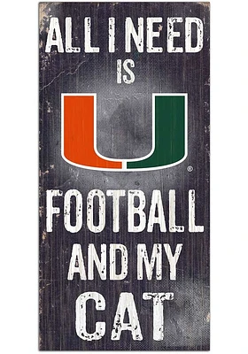 Miami Hurricanes Football and My Cat Sign - Orange