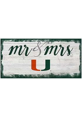 Miami Hurricanes Script Mr and Mrs Sign - Orange