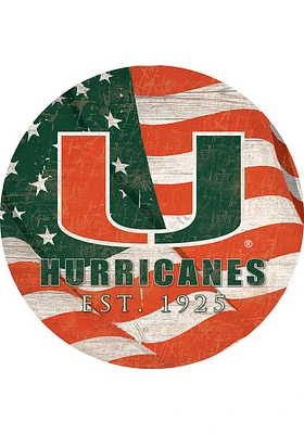 Miami Hurricanes 24in Flag Circle Sign - Orange