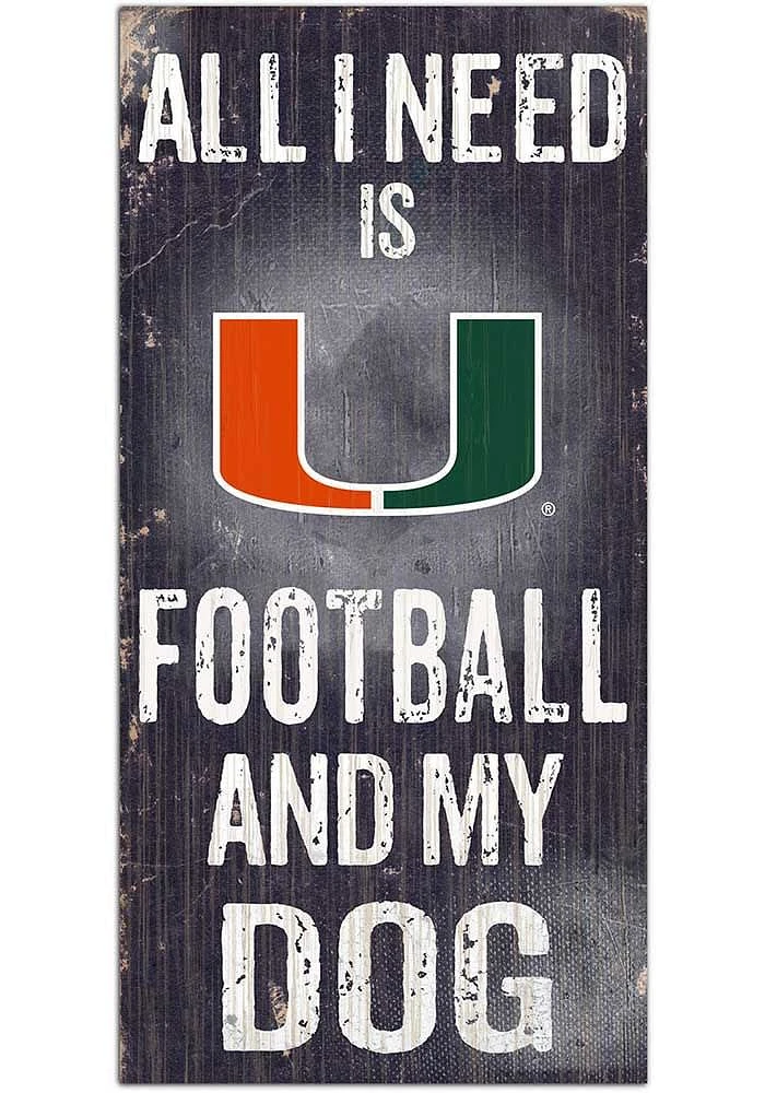 Miami Hurricanes Football and My Dog Sign - Orange