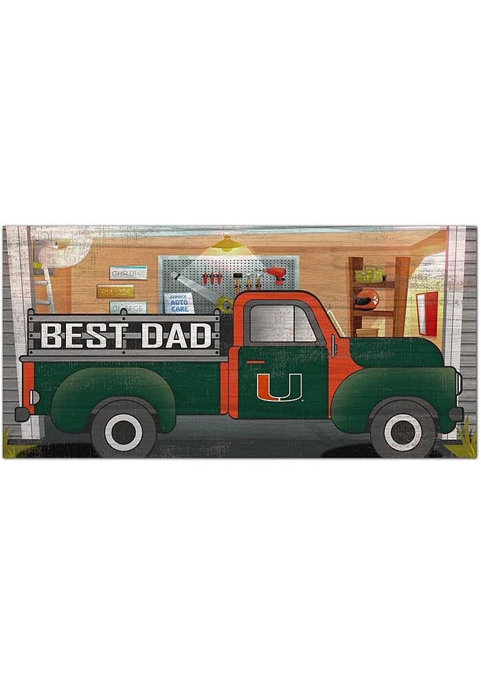 Miami Hurricanes Best Dad Truck Sign - Orange
