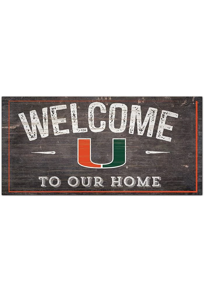 Miami Hurricanes Welcome Distressed Sign - Orange