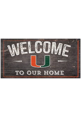 Miami Hurricanes Welcome Distressed Sign - Orange