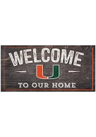 Miami Hurricanes Welcome Distressed Sign - Orange