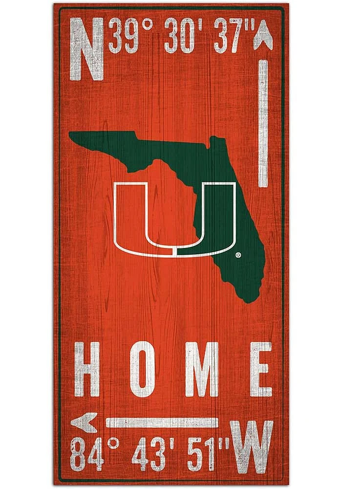 Miami Hurricanes Coordinate Sign - Orange