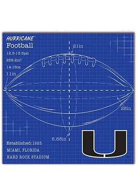 Miami Hurricanes Ball Blueprint Sign - Orange
