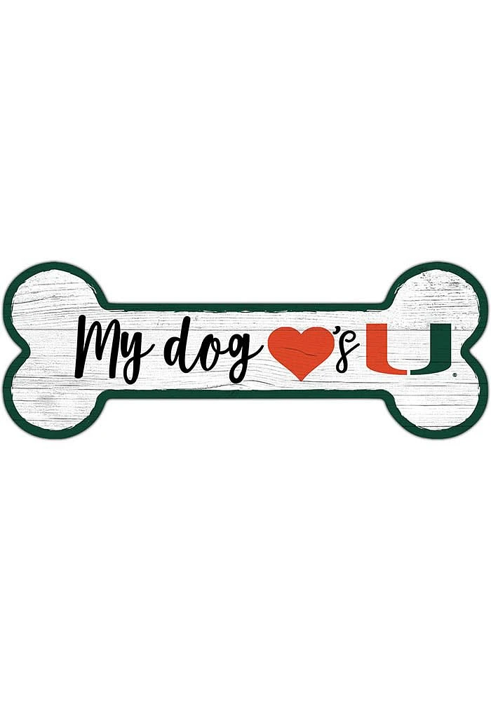 Miami Hurricanes Dog Bone 6x12 Sign - Orange