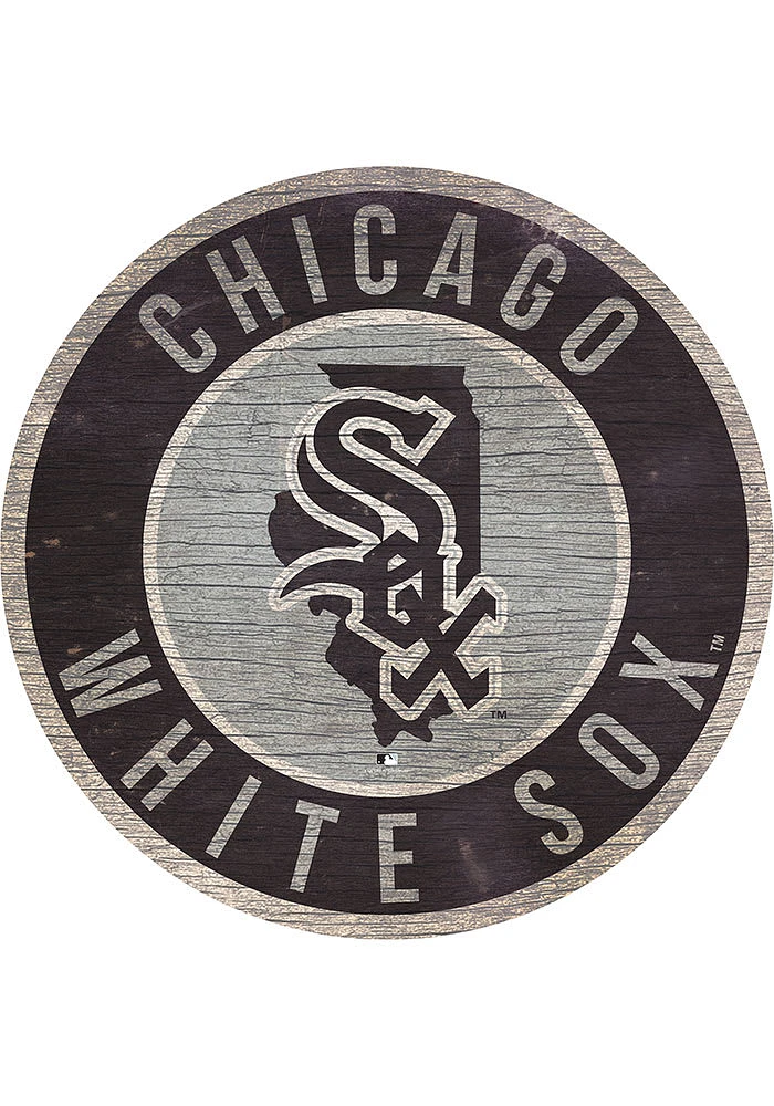 Chicago White Sox State Circle Sign Sign - Black