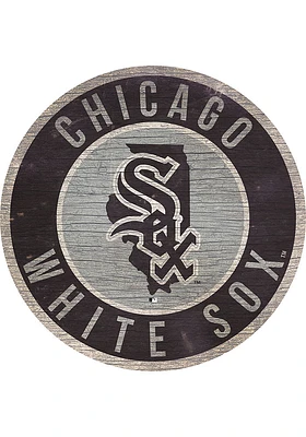 Chicago White Sox State Circle Sign Sign - Black