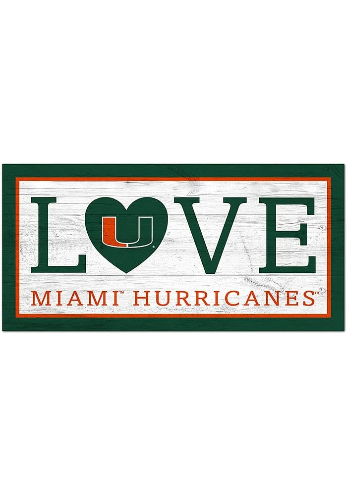 Miami Hurricanes Love 6x12 Sign - Orange