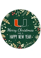 Miami Hurricanes Merry Christmas and New Year Circle Sign - Orange