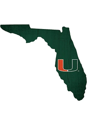 Miami Hurricanes State Cutout Sign - Orange