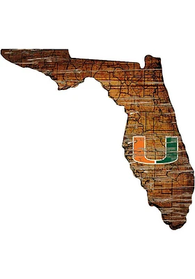 Miami Hurricanes Mini Roadmap State Sign - Orange