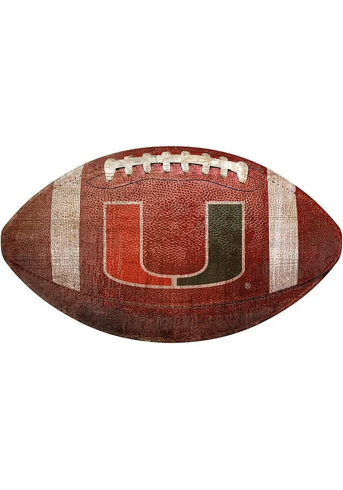 Miami Hurricanes Baseball Shaped Sign - Orange