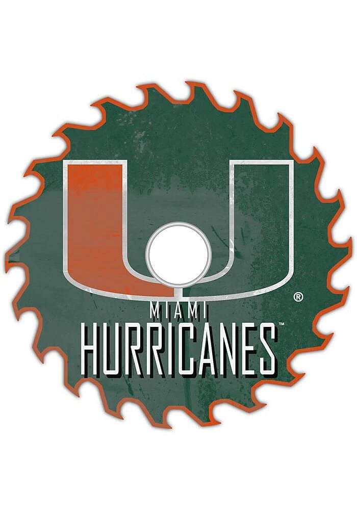 Miami Hurricanes Rust Circular Saw Sign - Orange