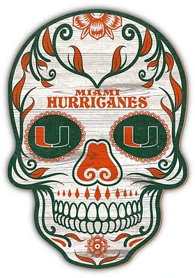 Miami Hurricanes 12 Inch Sugar Skull Sign - Orange