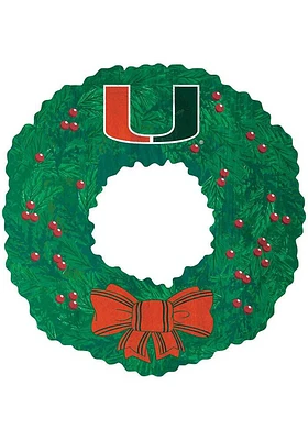 Miami Hurricanes Team Wreath 16 Inch Sign - Orange