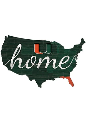 Miami Hurricanes USA Shape Cutout Sign - Orange