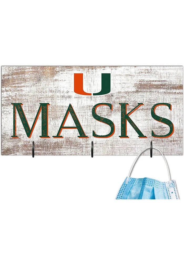 Miami Hurricanes Mask Holder Sign - Orange