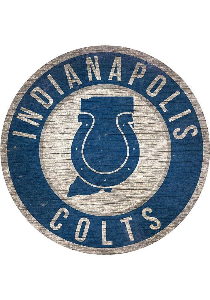 Indianapolis Colts State Circle Sign Sign - Blue