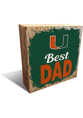Miami Hurricanes Best Dad Block Sign - Orange