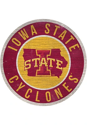 Iowa State Cyclones State Circle Sign Sign - Red