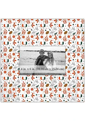 Miami Hurricanes Floral Pattern Picture Frame - Orange