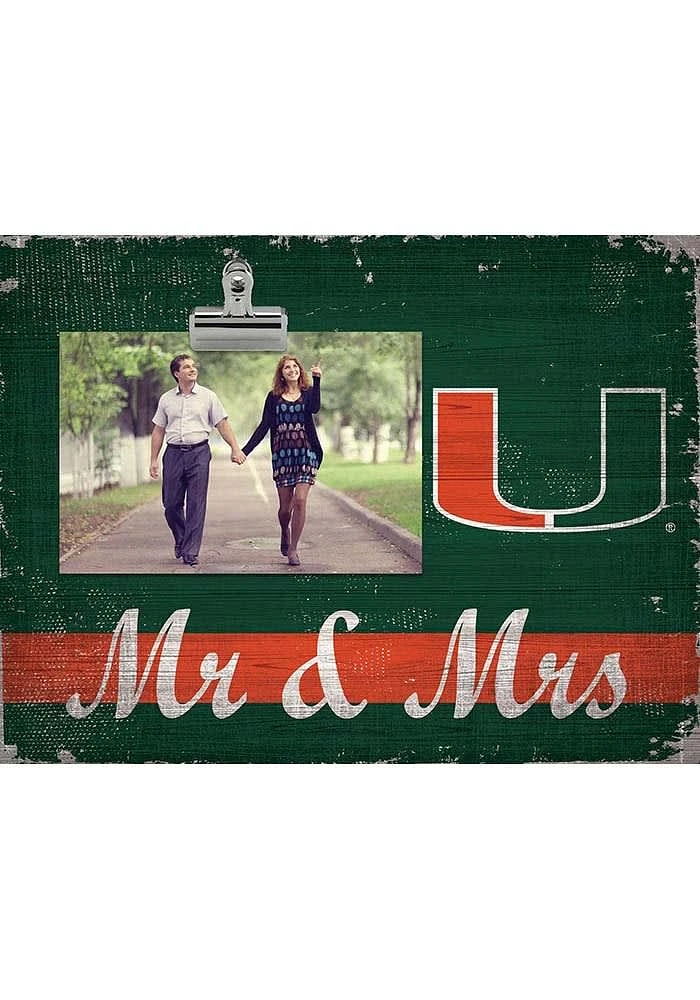 Miami Hurricanes Mr and Mrs Clip Picture Frame - Orange