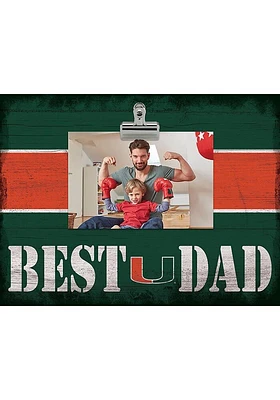 Miami Hurricanes Best Dad Striped Clip Picture Frame - Orange