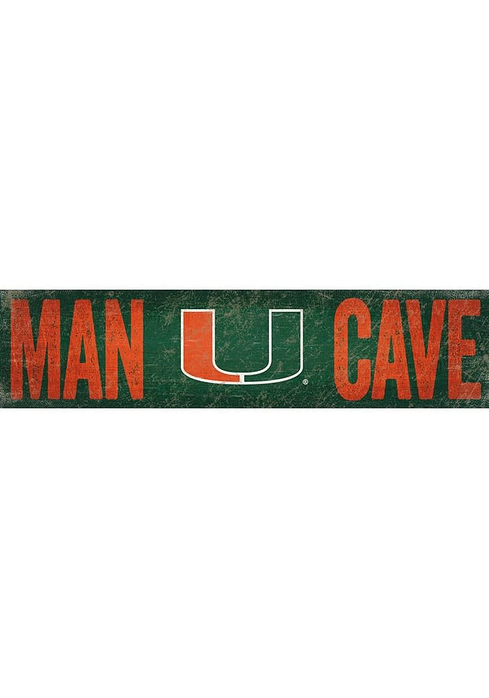 Miami Hurricanes Man Cave 6x24 Sign - Orange