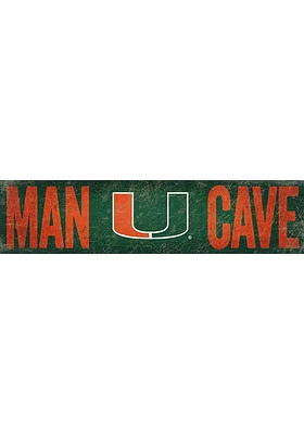 Miami Hurricanes Man Cave 6x24 Sign - Orange