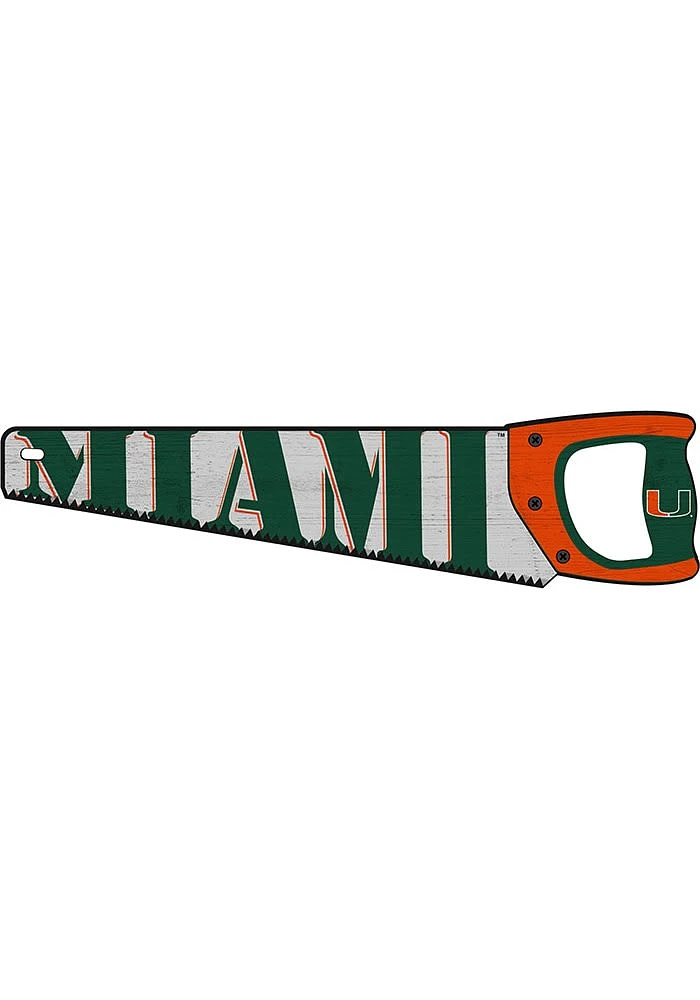 Miami Hurricanes Wood Handsaw Sign - Orange