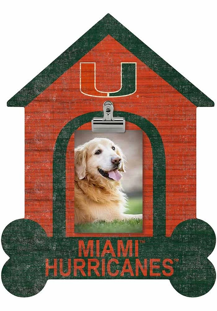Miami Hurricanes Dog Bone House Clip Picture Frame - Orange