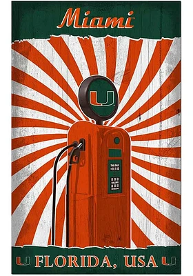 Miami Hurricanes Retro Pump Location Sign - Orange