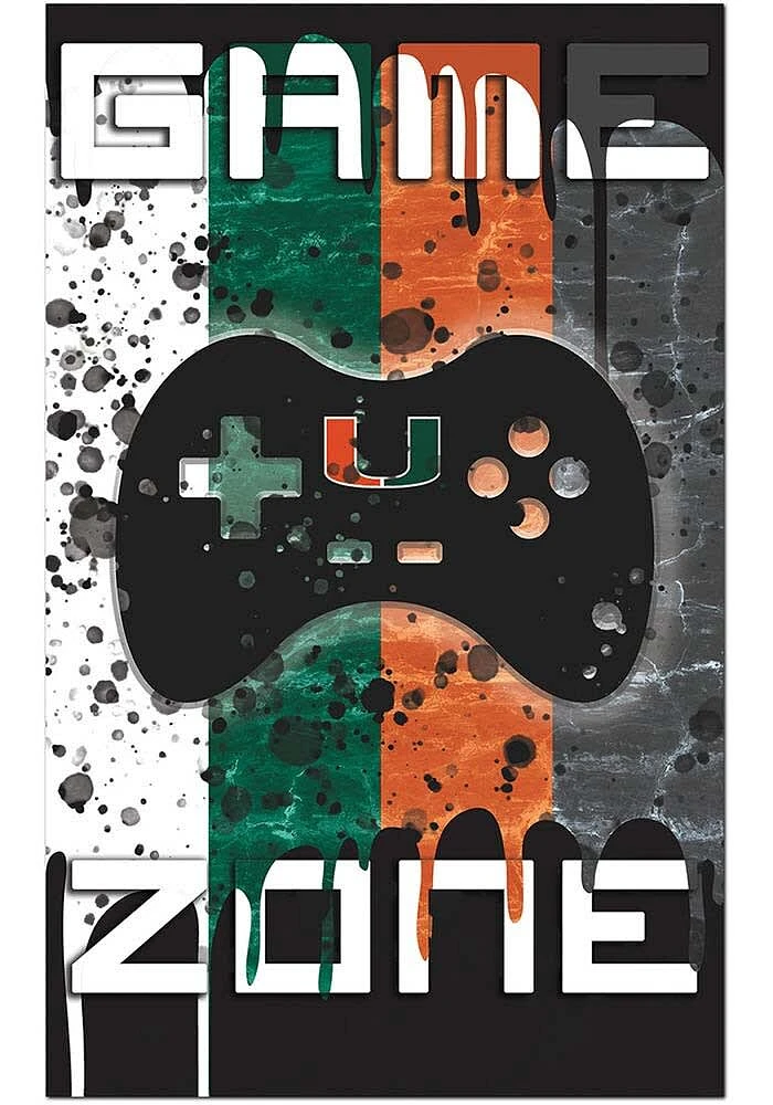 Miami Hurricanes Grunge Game Zone Sign - Orange