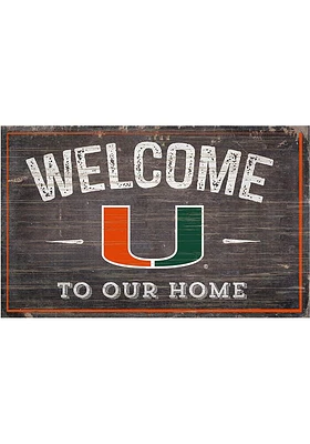 Miami Hurricanes Welcome to our Home Sign - Orange