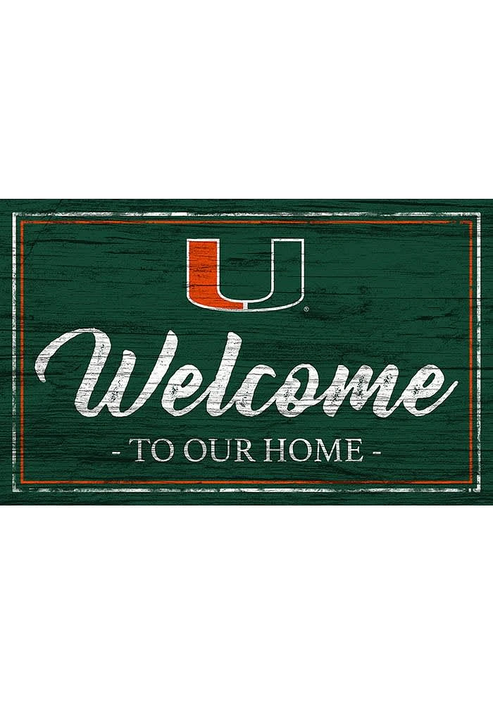 Miami Hurricanes Team Welcome 11x19 Sign - Orange