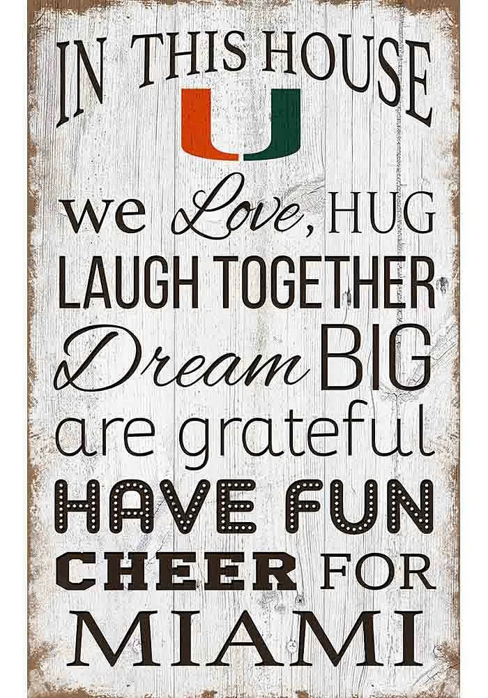 Miami Hurricanes In This House 11x19 Sign - Orange