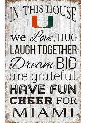 Miami Hurricanes In This House 11x19 Sign - Orange
