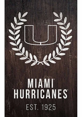 Miami Hurricanes Laurel Wreath Sign - Orange